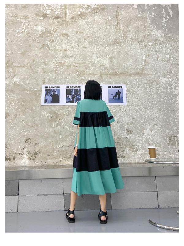 Plus Size Wide Stripes A-Line Midi Dress