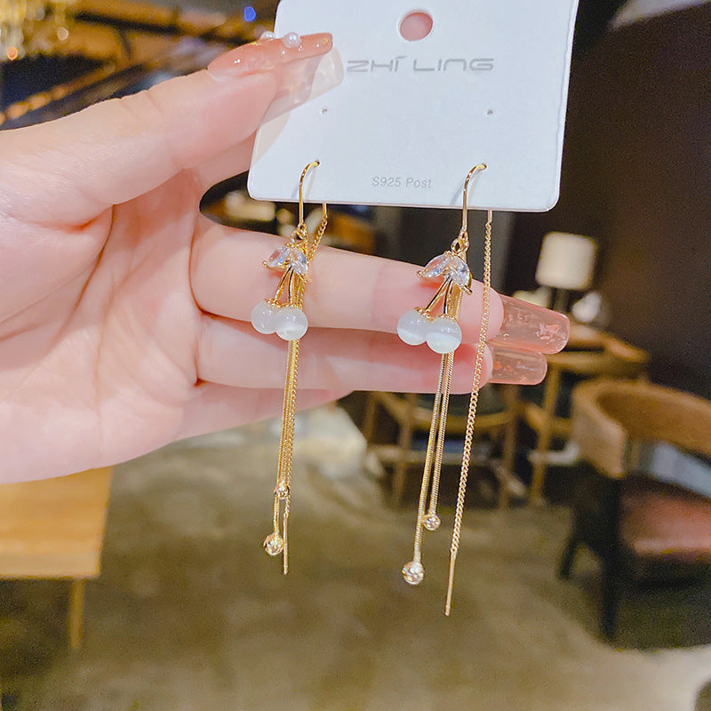 Wholesale zircon bowknot water drop Tassel Earrings