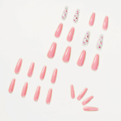 Pink laser Butterfly PRESS ON NAILS