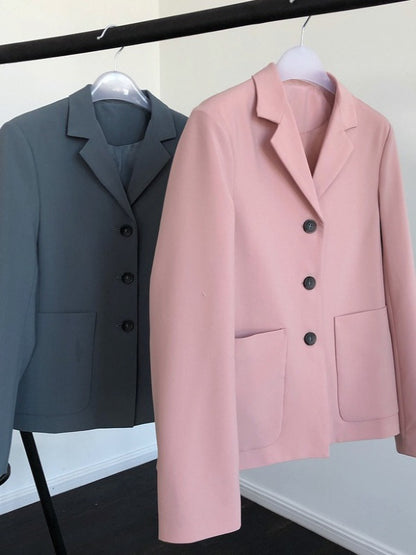 Loose Solid Casual Blazer Lapel Outwear
