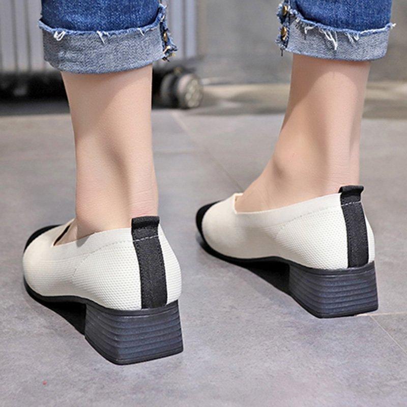 Color Block Chunky Heel Daily Casual Shoes
