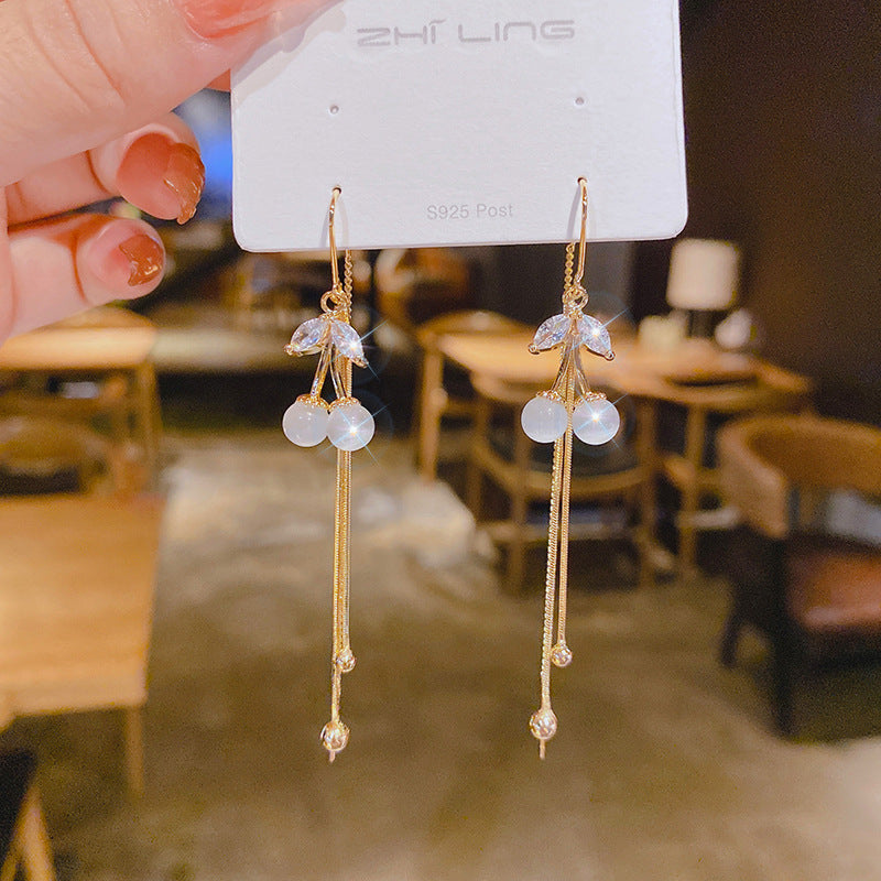 Wholesale zircon bowknot water drop Tassel Earrings