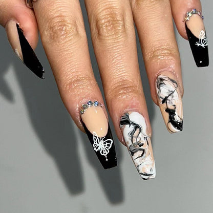 Ink halo line butterfly PRESS ON NAILS