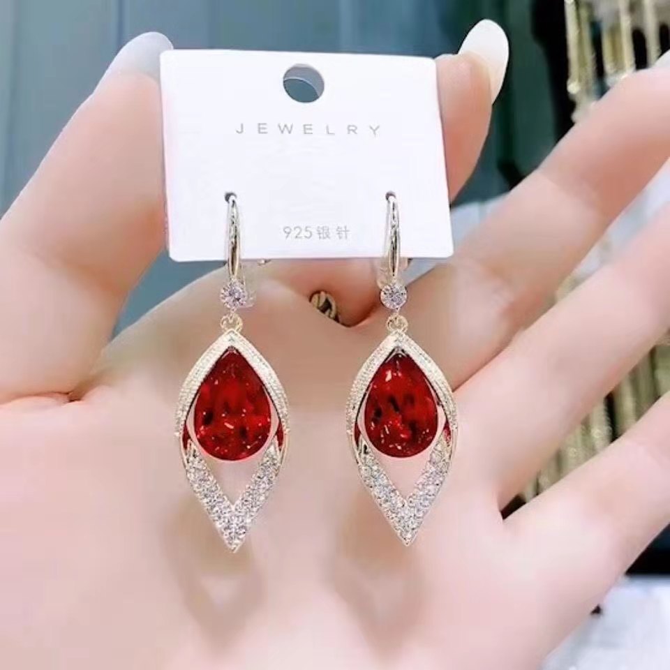 Red festive earrings