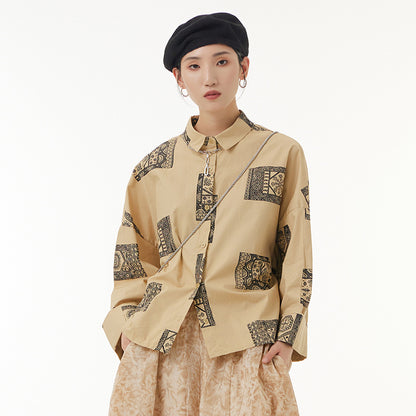 Large size women's tarot print design blouse loose slim large size shirt