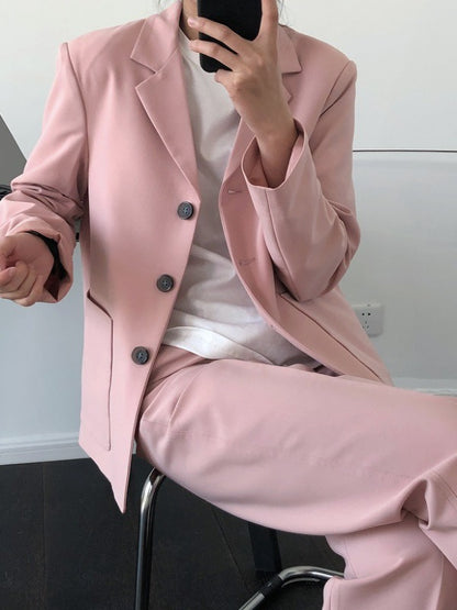 Loose Solid Casual Blazer Lapel Outwear
