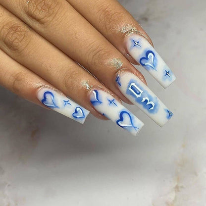 Halo dye nail patch peach heart PRESS ON NAILS