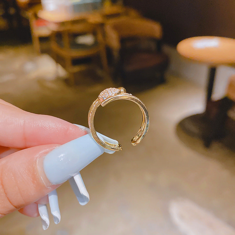 Wholesale copper inlaid zircon opening adjustable ring