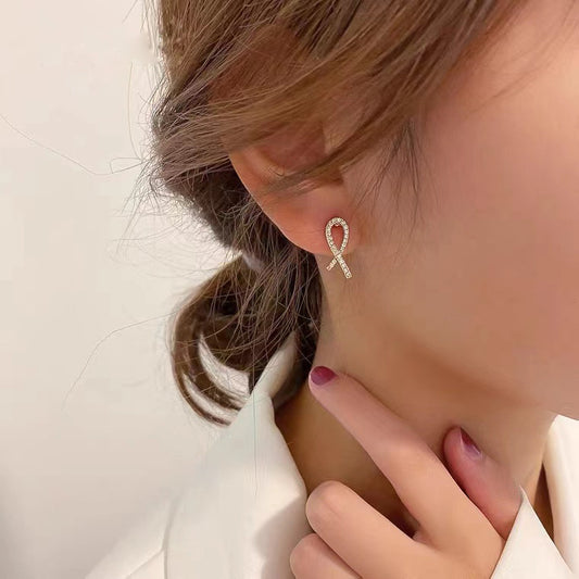 S925 silver needle fashion cross full diamond small simple earrings