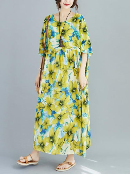 Plus Size Loose Floral Maxi Dress