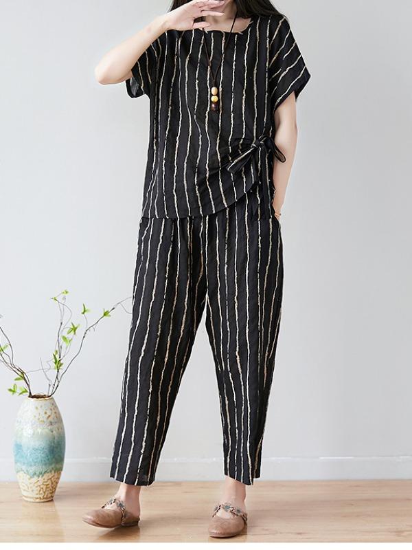 SUMMER NEW OVERSIZE STRIPED CASUAL PANTS SUIT - Zebrant