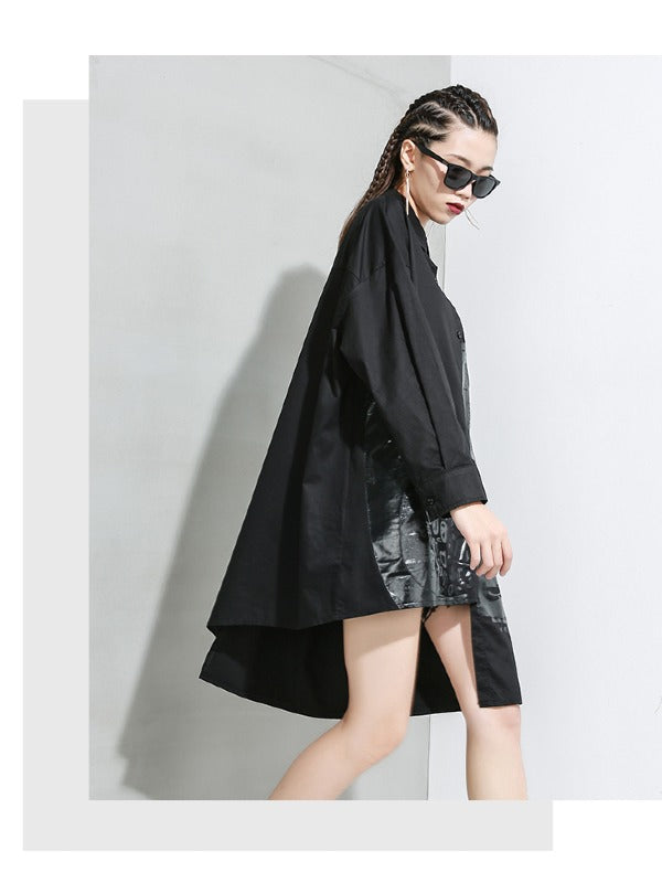 Loose Print Cropped Lapel Shirt