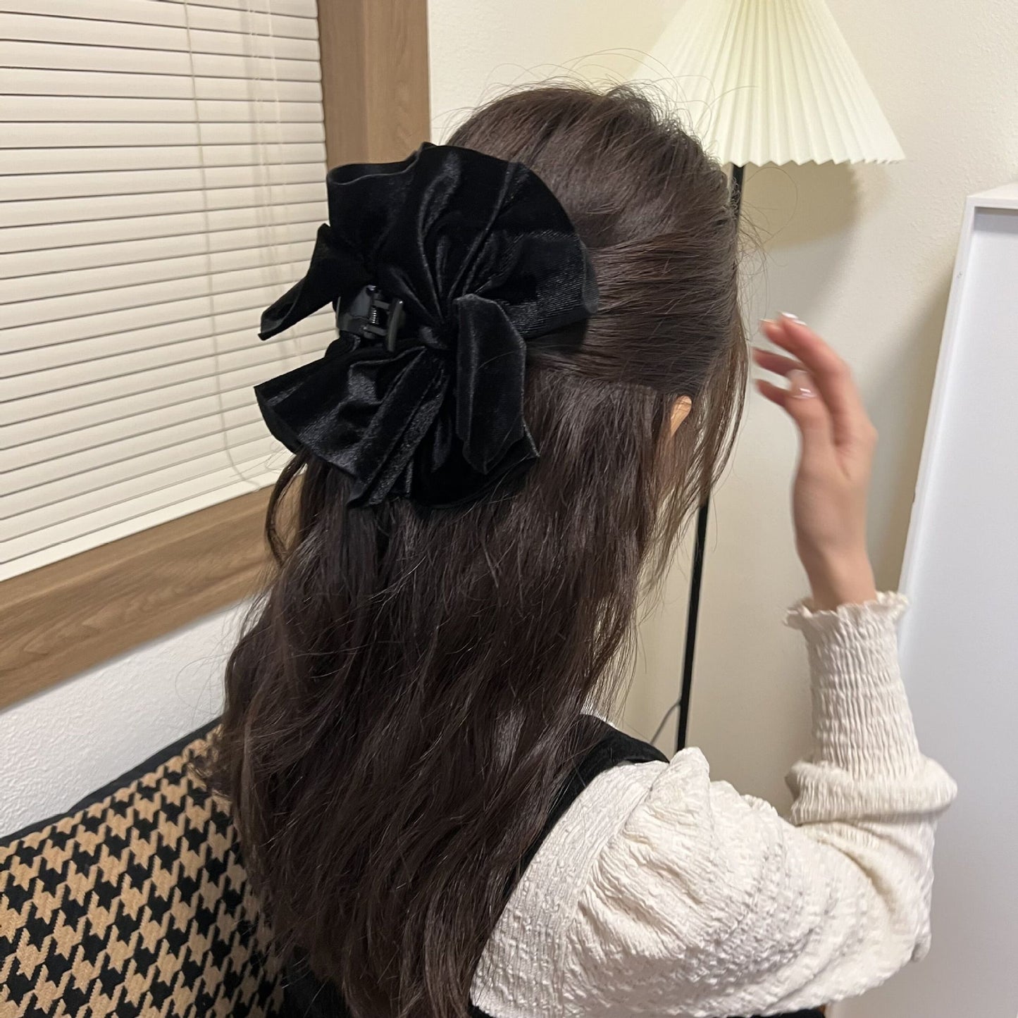 Black velvet bow Hair Clips