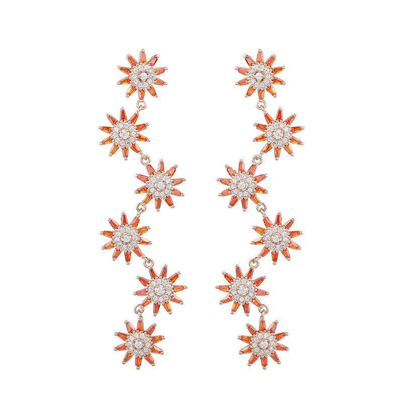 Long sunflower earrings