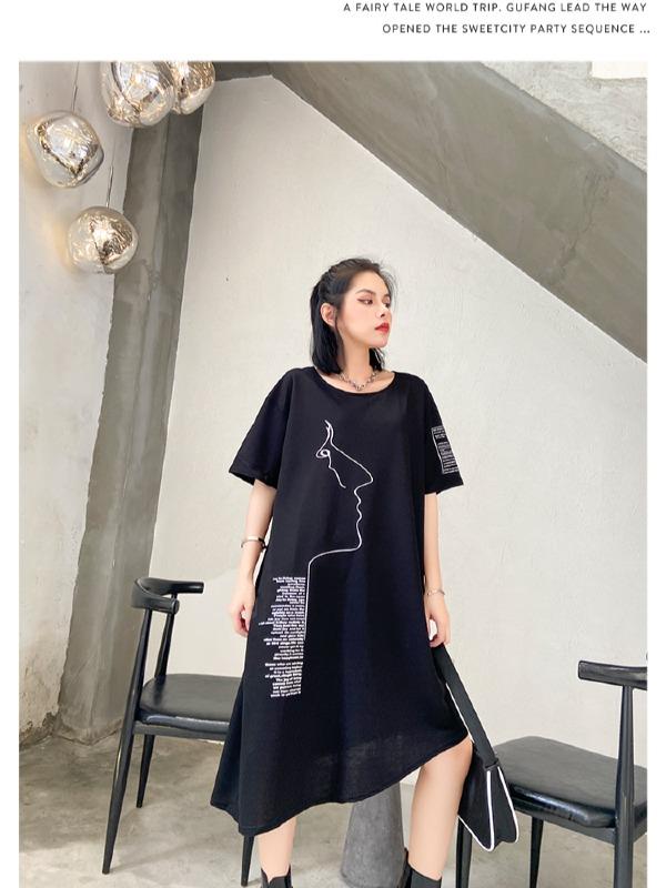 Fashion Irregularity Letter Print Dress