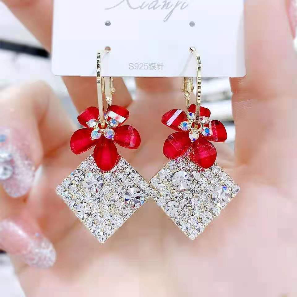 Red festive earrings