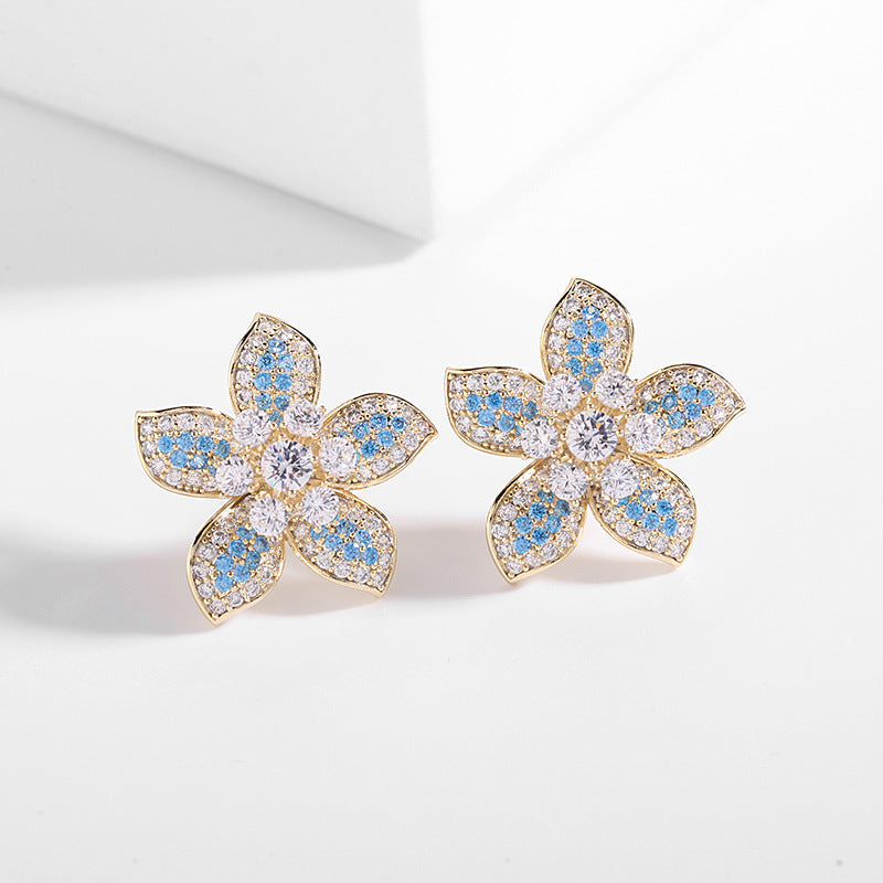 Colorful petals colored zircon earrings