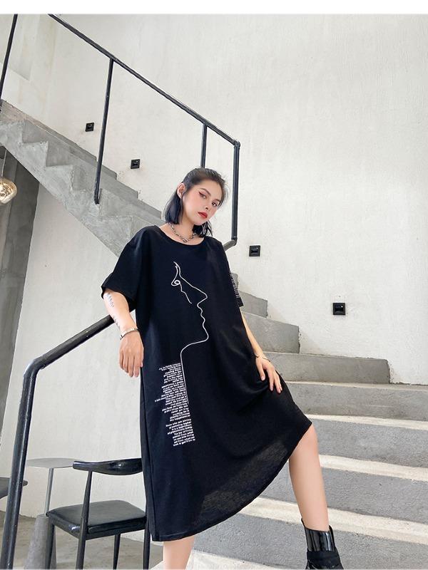 Fashion Irregularity Letter Print Dress