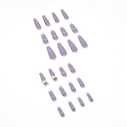 Rattan Purple Bow PRESS ON NAILS