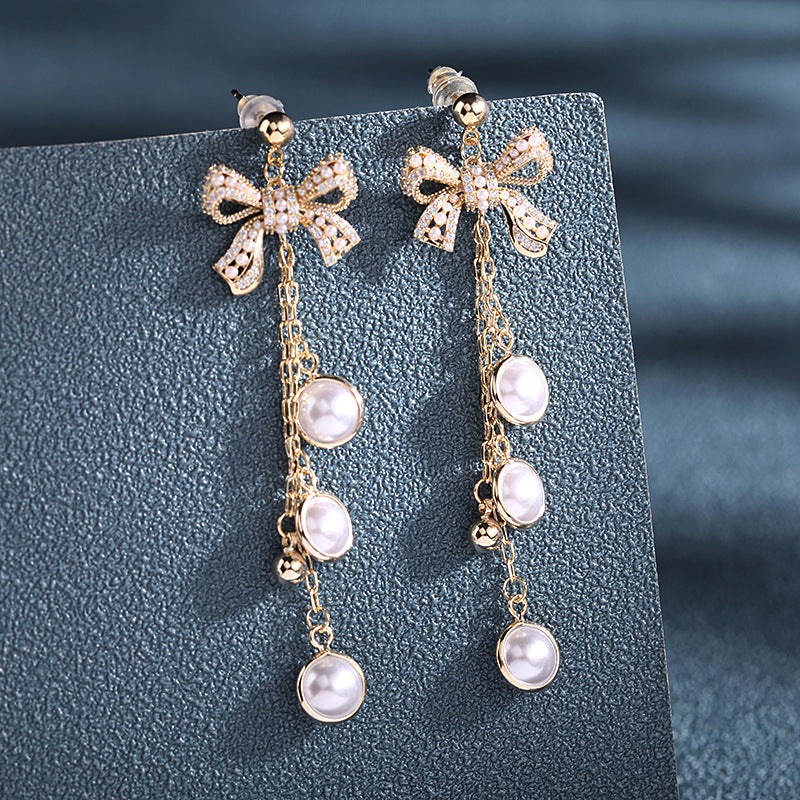 Fashion Vintage pearl Bow Earrings