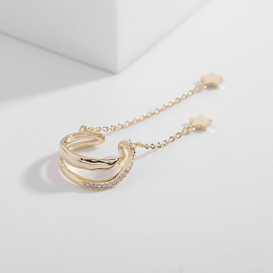 Fashion personality design pentagonal star Tassel Earrings