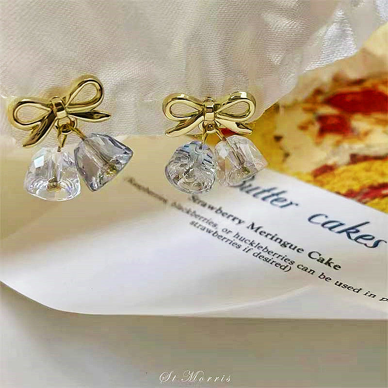 WHOLESALE retro clear bow sweet temperament earrings