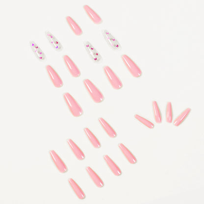 Pink laser Butterfly PRESS ON NAILS
