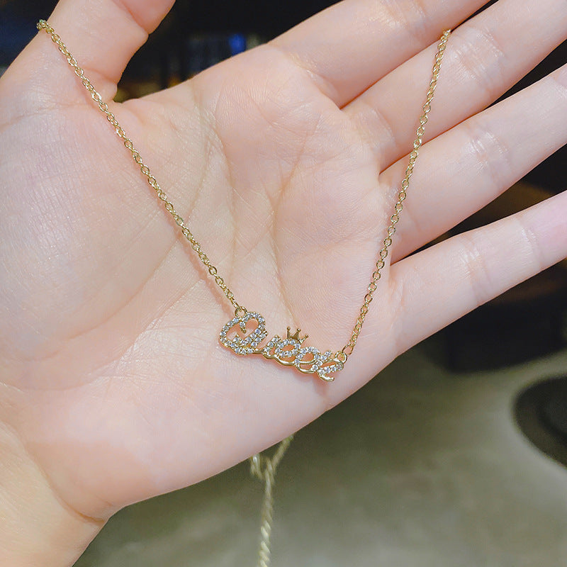 Wholesale zircon letter necklace