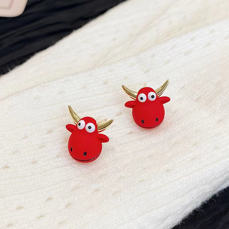 Red festive earrings