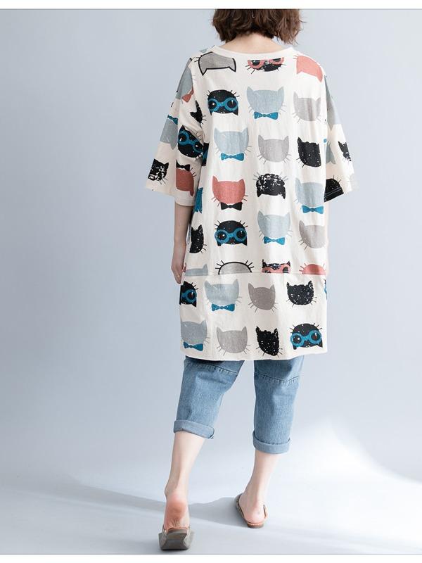 CASUAL CARTOON PRINTED ROUND-NECK T-SHIRT - Zebrant