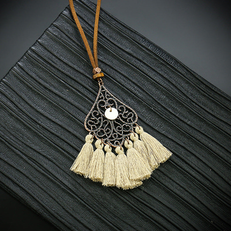 Geometric necklace bohemian tassel necklace