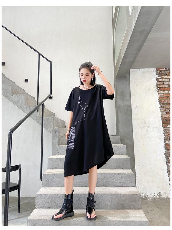 Fashion Irregularity Letter Print Dress