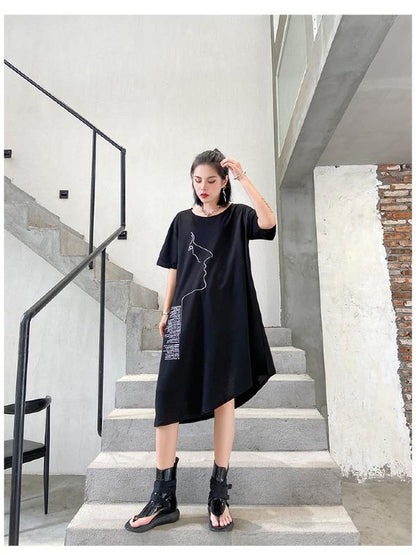 Fashion Irregularity Letter Print Dress