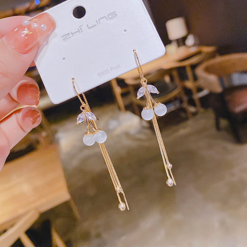 Wholesale zircon bowknot water drop Tassel Earrings