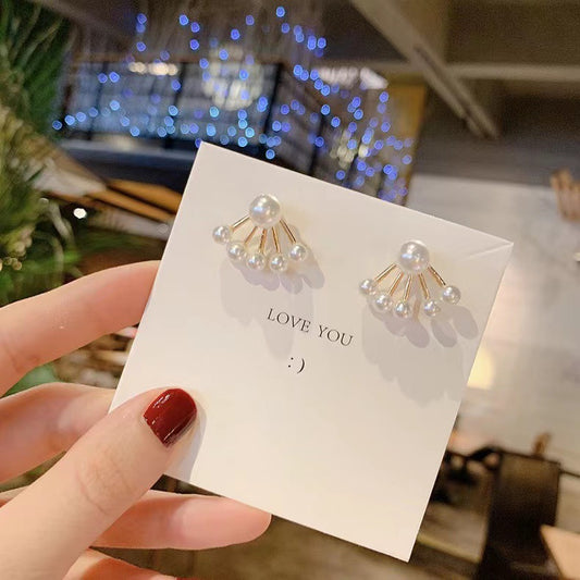 S925 silver needle pearl earrings in front and back