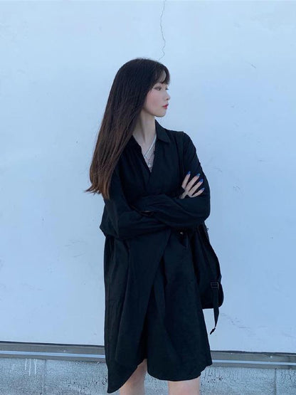 Original Solid Irregularity Shirt Dress