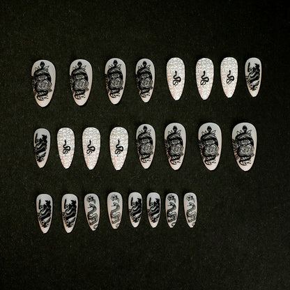 Black snake flower PRESS ON NAILS