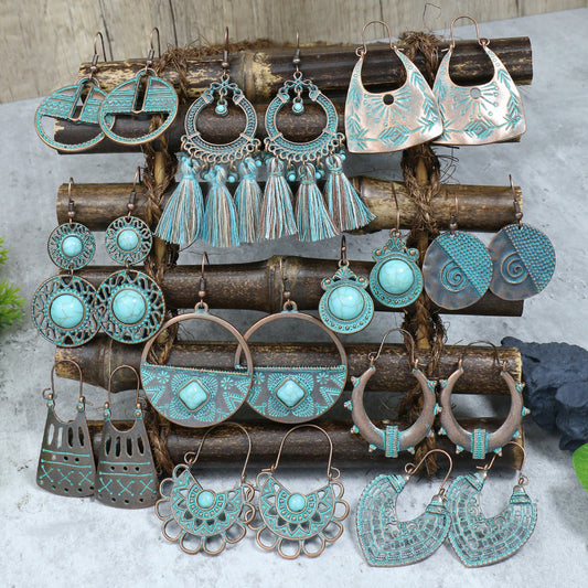 Antique ethnic old alloy earrings