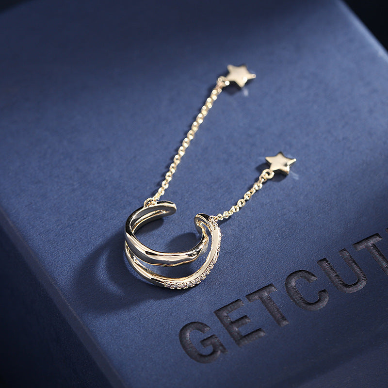 Fashion personality design pentagonal star Tassel Earrings