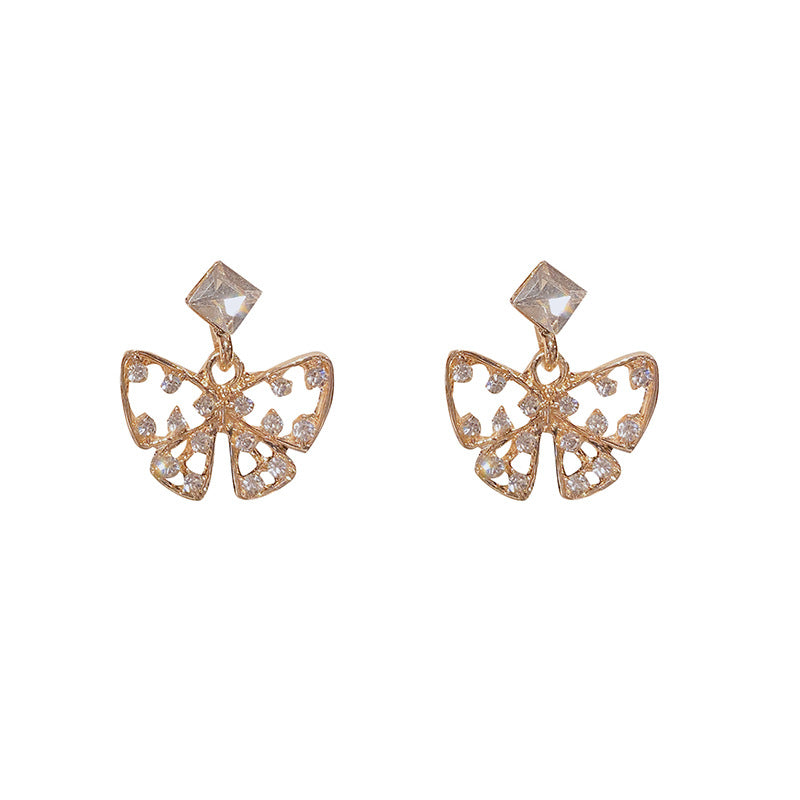 Wholesale S925 silver needle fashion exaggerated rhinestone compact butterfly earrings