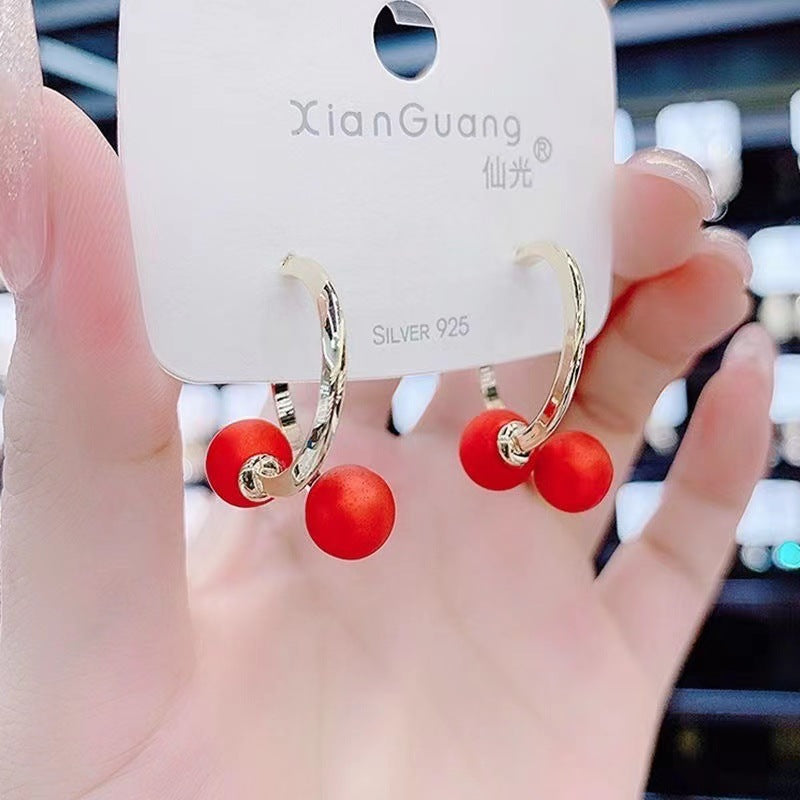 Red festive earrings
