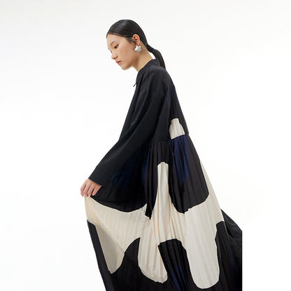 Oversized women's colorful floral pleated skirt with loose and thin temperament