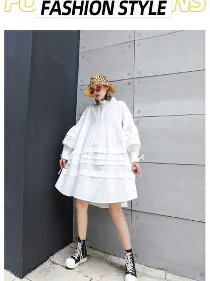 SOLID BOWKNOT DRAWSTRING FALBALA MINI DRESS