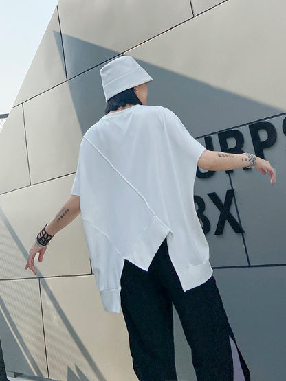 ASYMMETRIC SPLIT-JOINT ROUND-NECK T-SHIRT