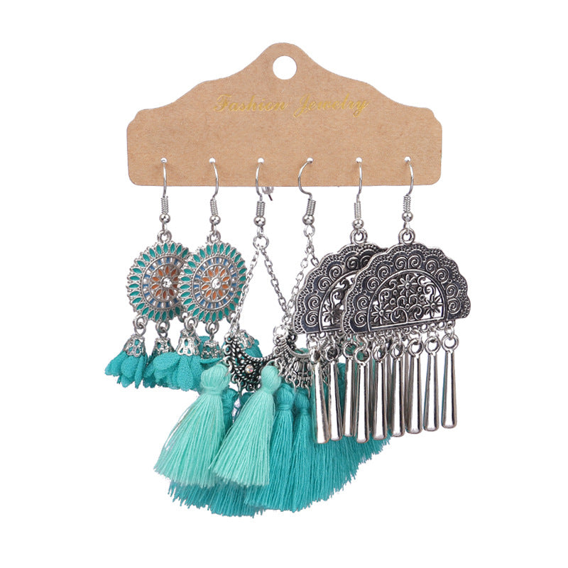 Tassel flowers large circle vintage earrings