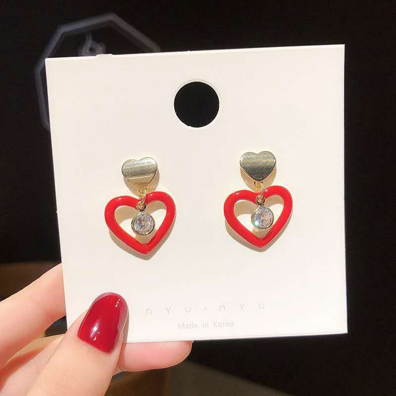 Red festive earrings