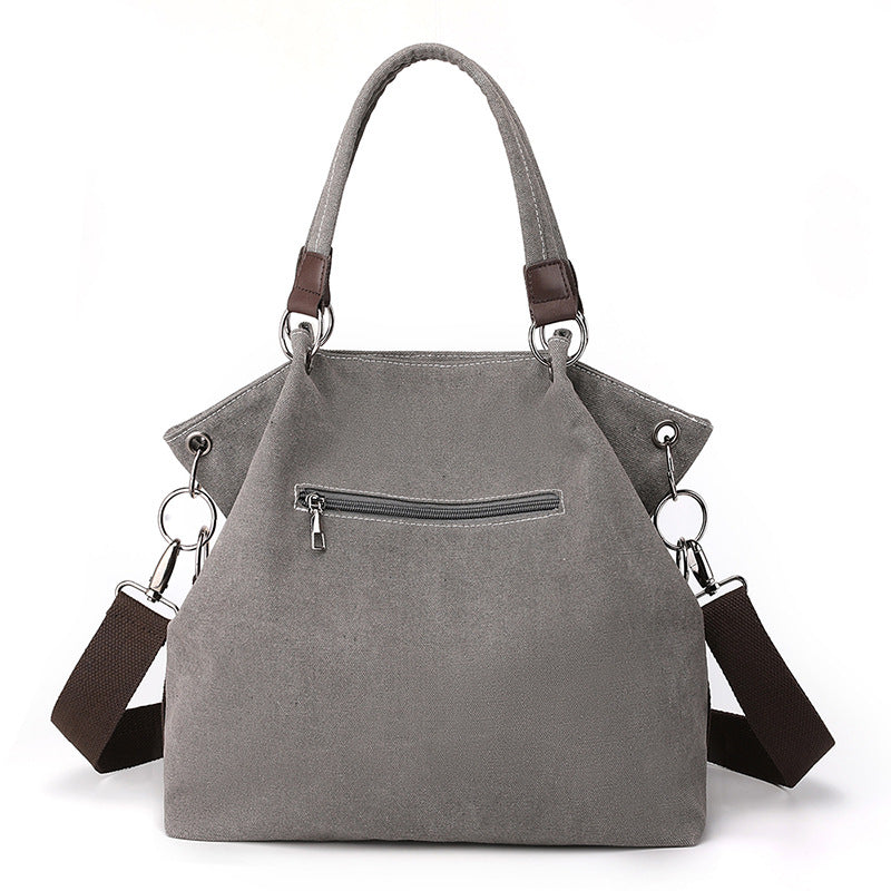 Casual women's canvas bag, trendy new splicing color contrast single shoulder women's bag