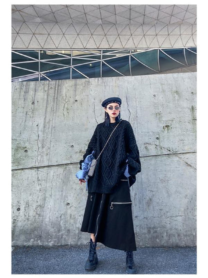 COOL ASYMMETRIC HIGH-WAIST A-LINE SKIRT - Zebrant