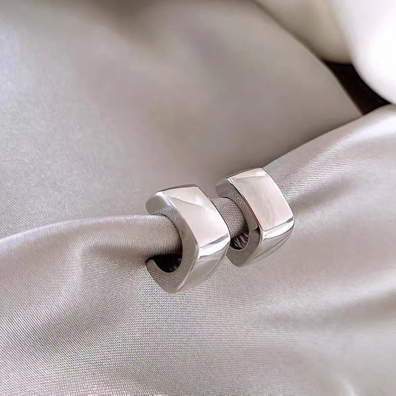 S925 silver pin simple metal cropped geometric earrings