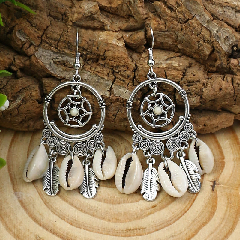 Geometric water drop shell earrings